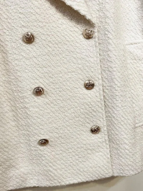 New Ann Taylor Wool Blend Tweed Peacoat Ivory Large $218 - Picture 4 of 8